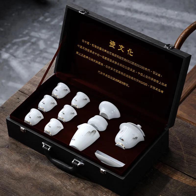 Hongyu Jianghu Premium Ice Jade Ceramic Gaiwan Tea Set
