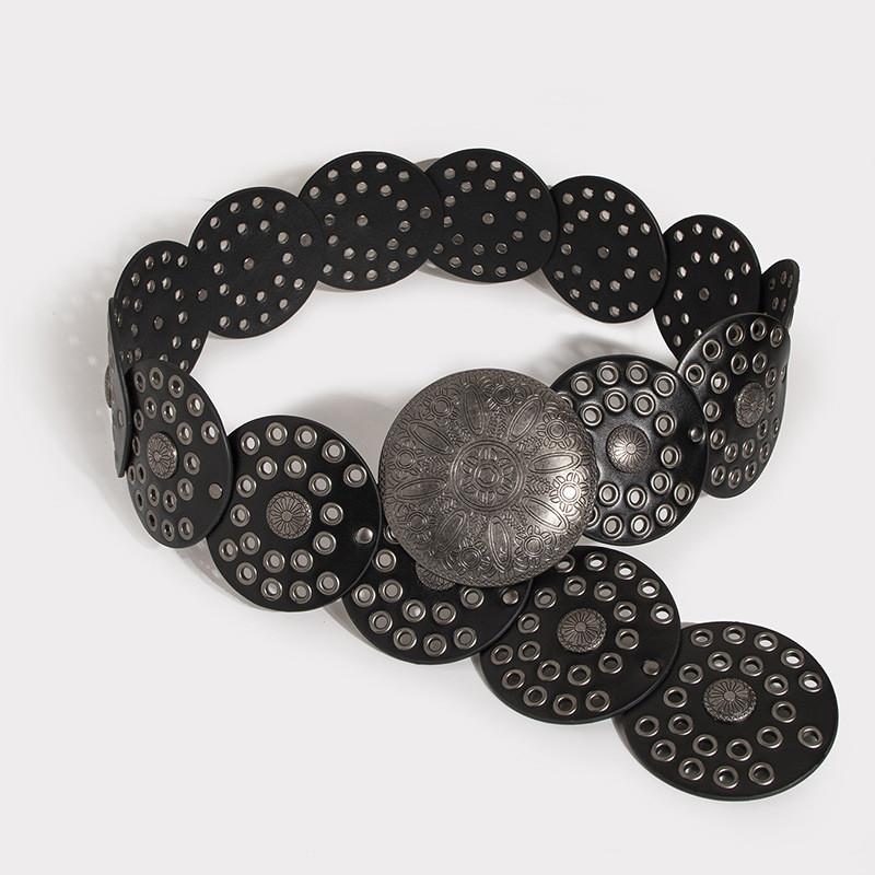 Винтажный Широкий Панк-Пояс С Заклепками и Люверсами Для Модной Уличной Одежды