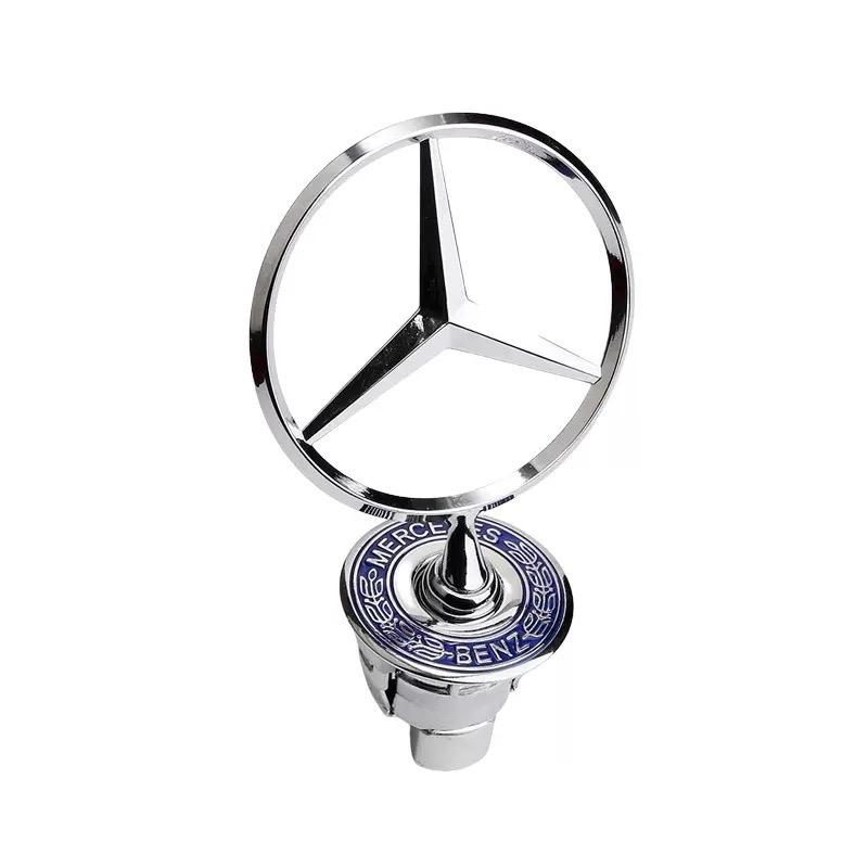 CRH1 1pcs 44mm 3D Metal Blue Chrome Star Bonnet Hood Logo Emblem Badge for Mercedes Benz W202 W203 W204 W208 W210 W220 W221