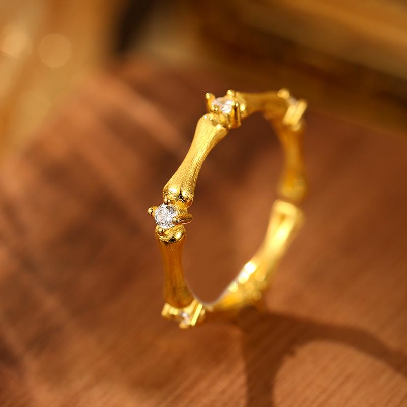 Кольцо Banyan Tree из серебра 925 пробы с цирконом, бамбук, открытое кольцо для женщин - Элегантное и модное украшение на указательный палец