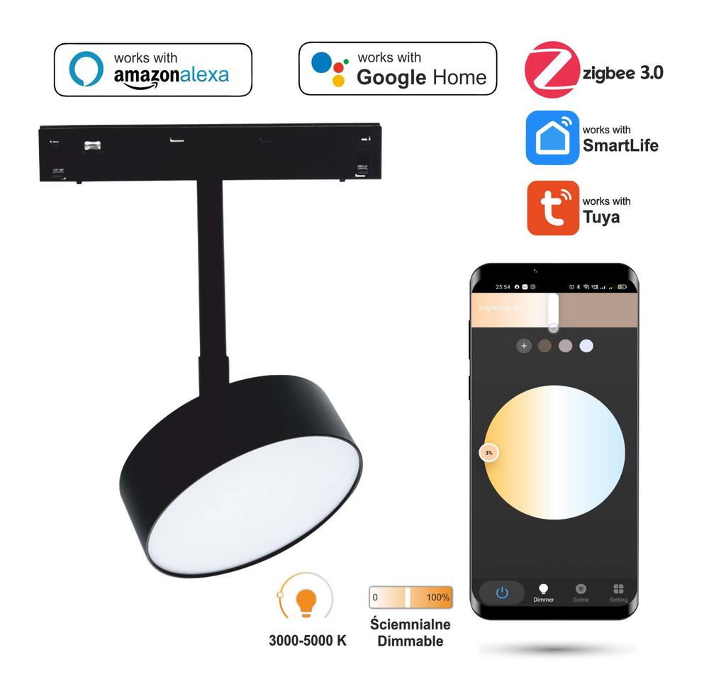 Spot Flood LED Zigbee 18W for Magnetic Tracks SMART TRACK 48VDC 3000-6000K Dimmable