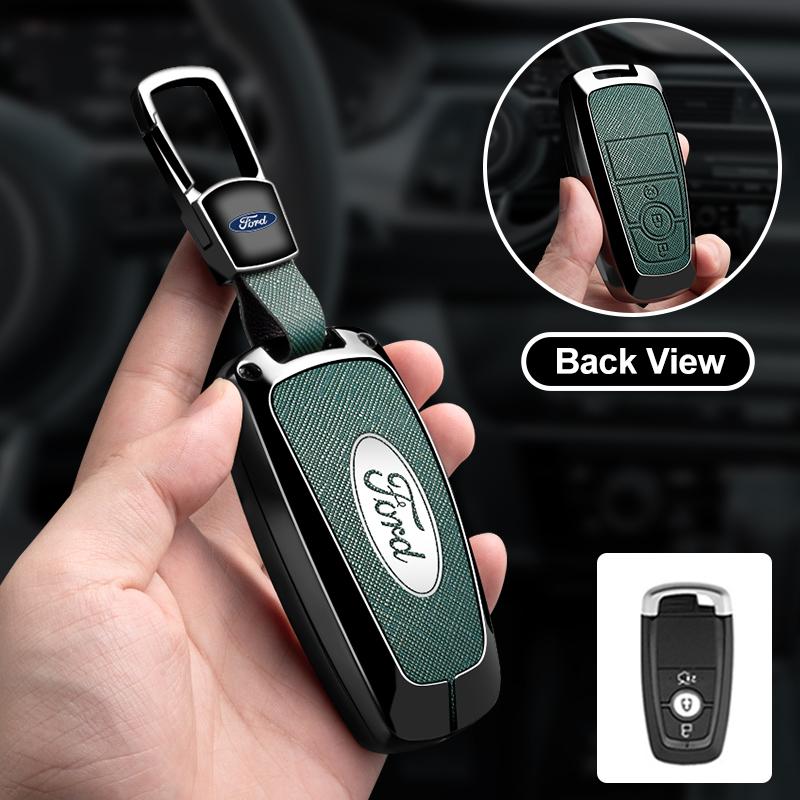 Styling Car Zinc Alloy Leather Remote Key Case For Ford Mustang 2017 Edge F250 2018 Fusion/New Mondeo/Expedition Accessories JQ1