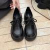 Маленькие кожаные туфли в британском стиле женские 2025 лето новый ретро японские на толстой подошве с увеличением роста на шнуровке туфли-лоферы интернет-знаменитости женские сингл