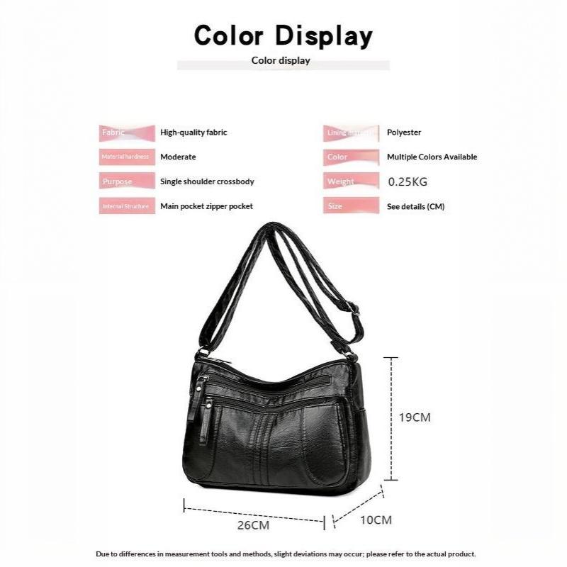 Ретро Мягкая Кожаная Сумка Через Плечо Много Карманов Однотонная Сумка Crossbody Идеально для Деловых Поездок Покупок