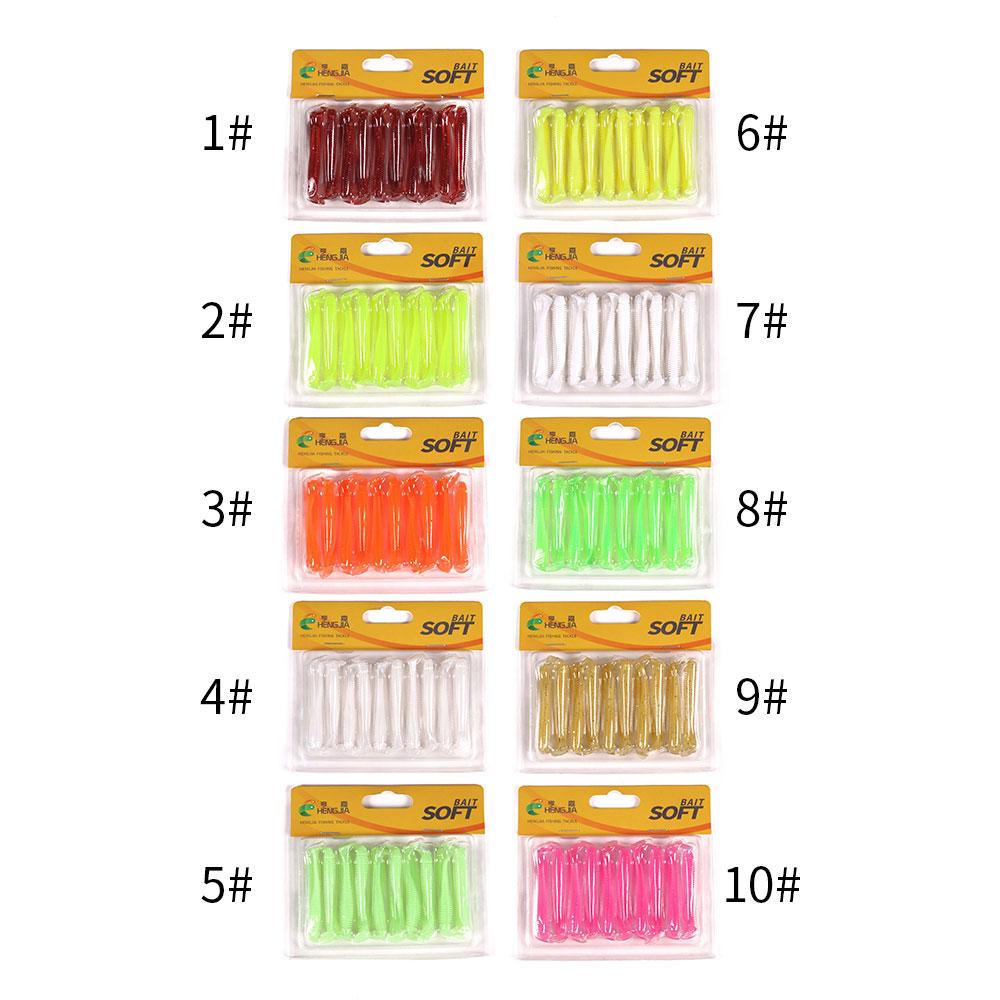 20PCS Soft Fishing Lures 7cm 6cmT Tail Worm Silicone Bait Artificial Swing Shad Wobblers for Bass Pike Carp Fishing Tackle