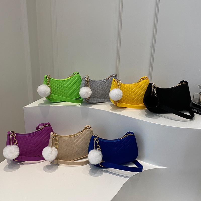 1Pcs Simple Light Weigh Underarm Bags Women'S Mini Felt Shoulder Bag Ergonomic Underarm Saddlebag Purse Shoulder Pouch