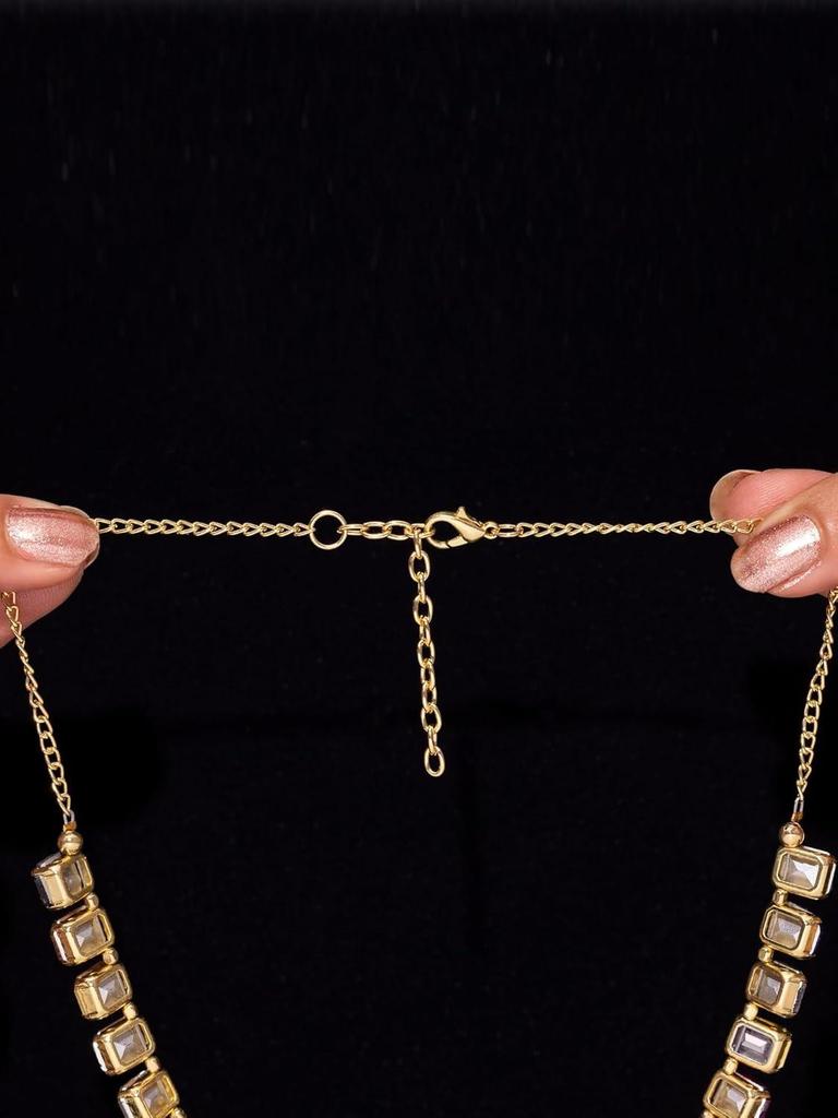 Women Stylish Emerald Necklace Set with Earrings | Latest Fancy Jewelery Set Design for Women & Girls