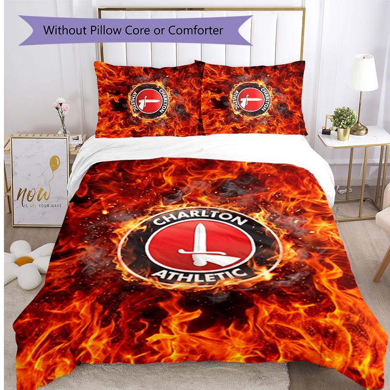Charlton Athletic FC Printed 3PCS Bedding Set Breathable Duvet Cover with Pillowcases Decorative Bed Linen for Bedroom Home