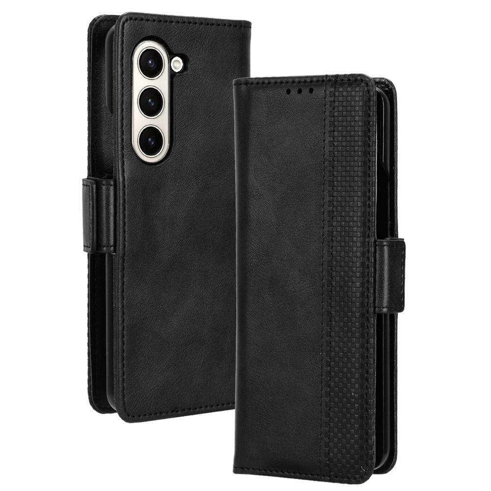 For Samsung Galaxy Z Fold6 5G Phone Case Vintage PU Leather Wallet Stand Shockproof Cover