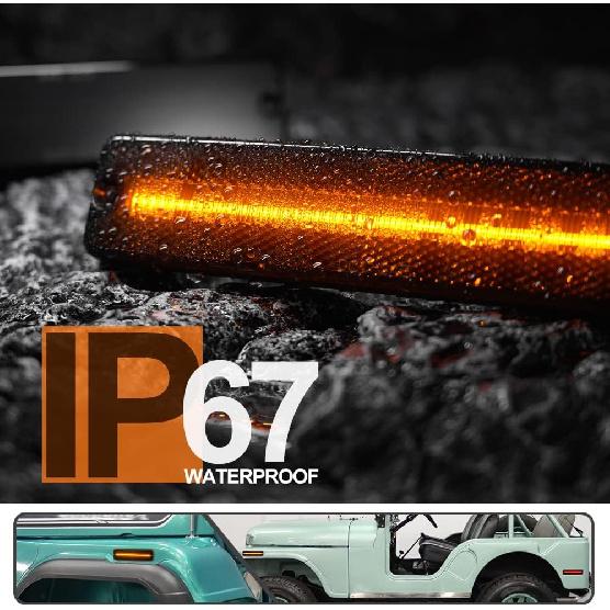 4Pcs Amber/Red LED Side Marker Lights for J'eep Cherokee SJ Wagoneer Grand Wagoneer J10 J20 Pickup CJ-5 CJ-6 CJ-7 Scrambler CJ-8 Indicator Turn