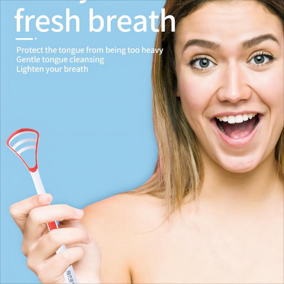 Двусторонний скребок для чистки языка от Y-Kelin, освежающий дыхание, с нескользящей ручкой (Пакет из 3 цветов)
