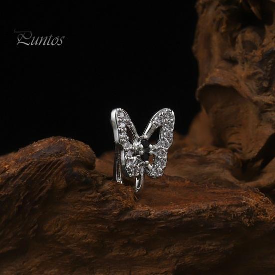 1 шт. U-образное накладное кольцо в носу в форме бабочки, шпилька для носа, блестящие стразы, инкрустированные непирсингом, зажим для носа, ювелирное изделие, подарок