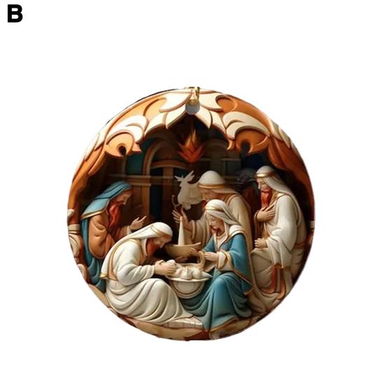 Рождественское украшение Рождества 3D-эффект печати Крытый акрил многоразового использования на открытом воздухе Рождественская елка Круглый Рождение