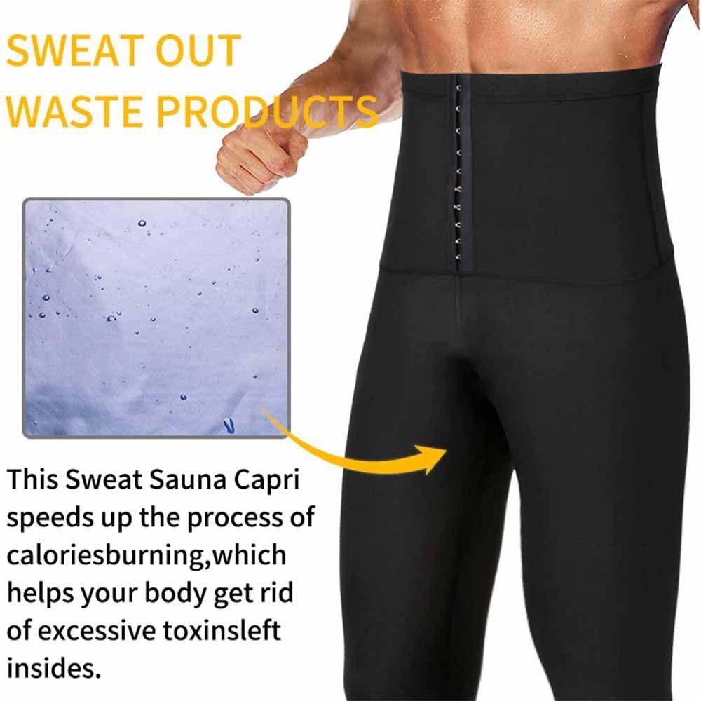 Compression Fit Body Shaper Hot Thermo Men Loss Leggings Sweat Absorption Pants  Sauna Use