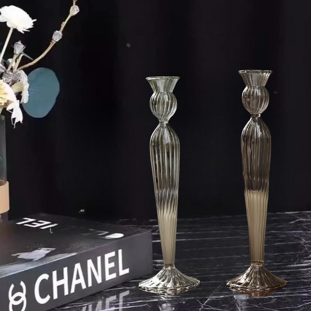 Креативный полосатый французский стеклянный подсвечник, подсвечник для ужина при свечах, настольное украшение, украшение для свадебной вечеринки, домашнего офиса