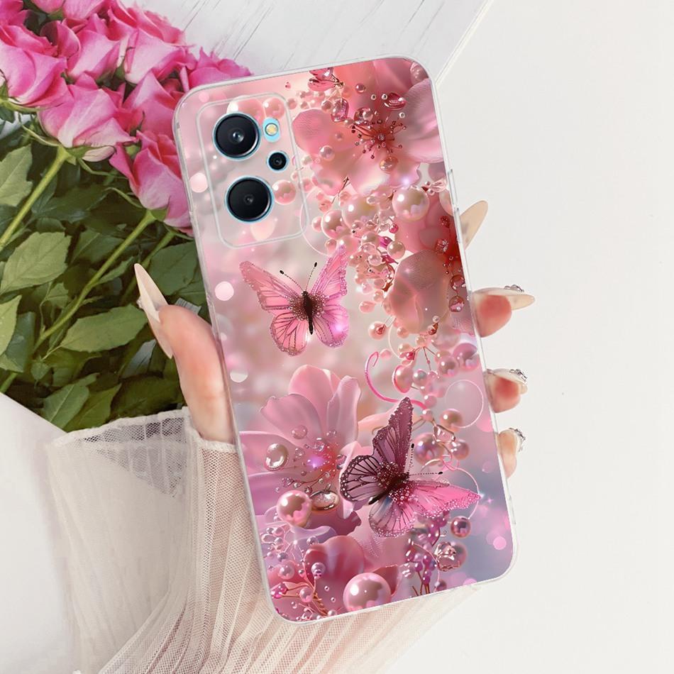 For Realme 9i RMX3491 Cute Flower Butterfly Cat Painted Case For Realme9i 4G Soft Silicone TPU Phone Cases