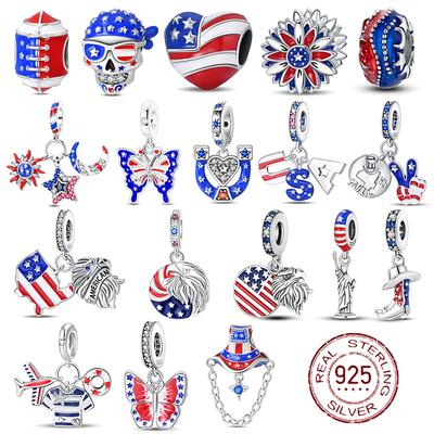 Медь США Орел Баннер Бабочка Америка Шармы Бусины Подходят 3мм Оригинальные Браслеты DIY Ювелирные Изделия Сувенир Подарок