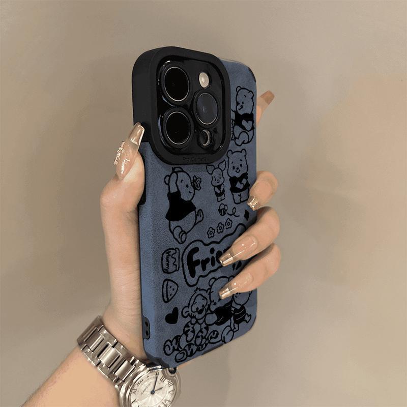 Винни Пух Подходит для IPhone16ProMax Чехол для IPhone Полностью Закрывающий Противоворсовый Мягкий Чехол Противоударный Защита от Отпечатков Пальцев