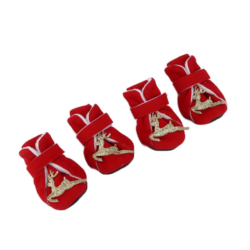 4pcs Dog Warm Shoes Cute Comfortable Warm Christmas Dog Winter Boots for Small Medium Dogs