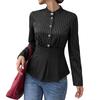 Womens Elegant Striped Wrap Waist Blouse Long Sleeve Office Shirt Slim Fit Professional Workwear 2026 Fall