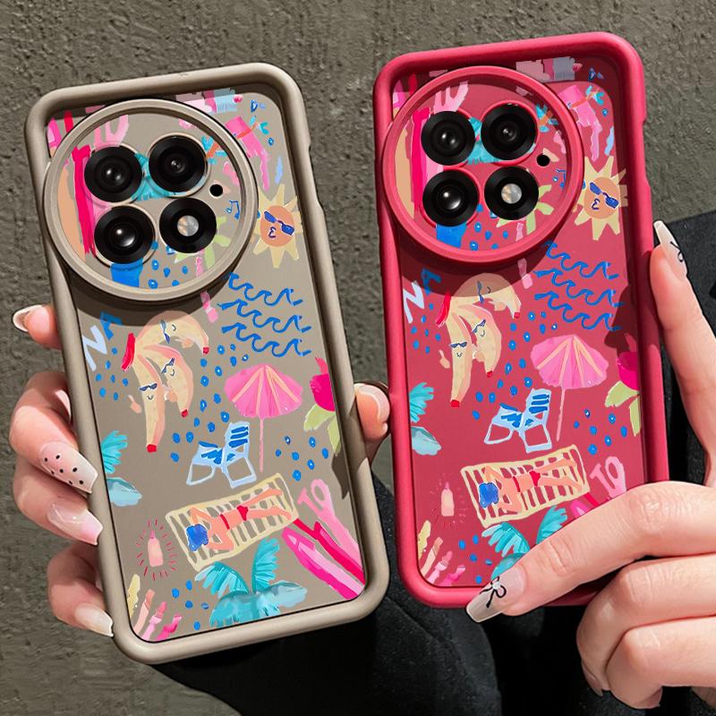For OnePlus 13 Case Cartoon Vacation Painting Shockproof Bumper Silicone Cover For OnePlus 15 Nord 5 13R 13T 12R 12 11R 5G