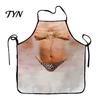 Humorous Kitchen Wear for Barbecue Experts Funny Hairy Belly Apron, Waterproof Canvas Cooking Adjustable Straps Bib Apron with Neck BBQ Grill