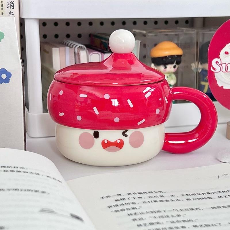 Cute Hat Ceramic Mug with Lid for Girls' Birthday Gifts Gift Box Set