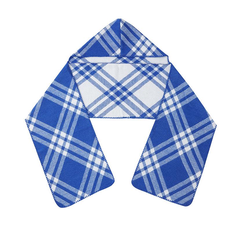 Retro blue and white plaid scarf women's autumn and winter senior sense versatile Korean hooded plaid warm couple scarf