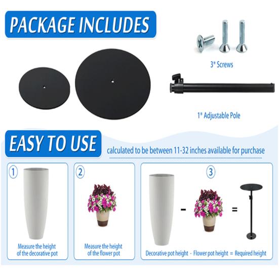 Регулируемые подставки для растений для внутренних горшков 11,4-19,6"/17-32" Наполнитель-вставка для кашпо для