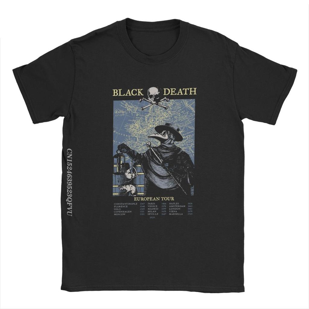 Футболки Plague Doctor для мужчин, европейский тур Black Death, потрясающие хлопковые футболки с круглым воротом, топы Harajuku, футболки с принтом, одежда