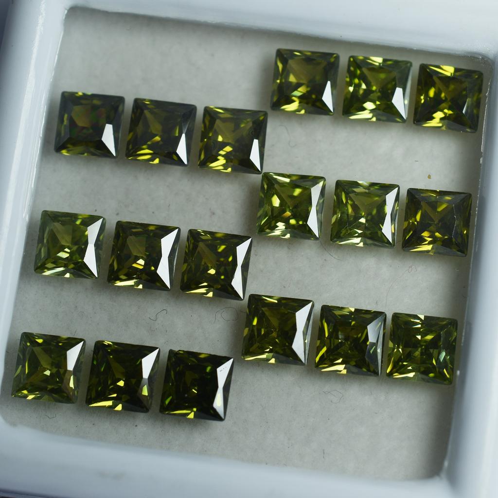 Natural Green Sapphire Loose Gemstone Square Cut 9 pcs 5x5 mm Lot September Birthday Birthstone