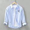 6633 Мужская куртка-рубашка Oxford с длинными рукавами и вышивкой в стиле casual