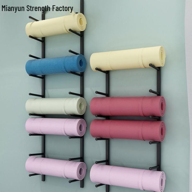 Настенная многоярусная стойка-органайзер для ковриков для йоги большой вместимости