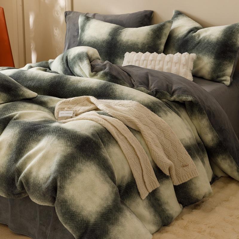 High-Grade Gorgeous A Version 350G Dolly Cashmere B Version 230G Thermal Oxygen Fleece Four-Piece Set Thickened Milk Fleece Sheets