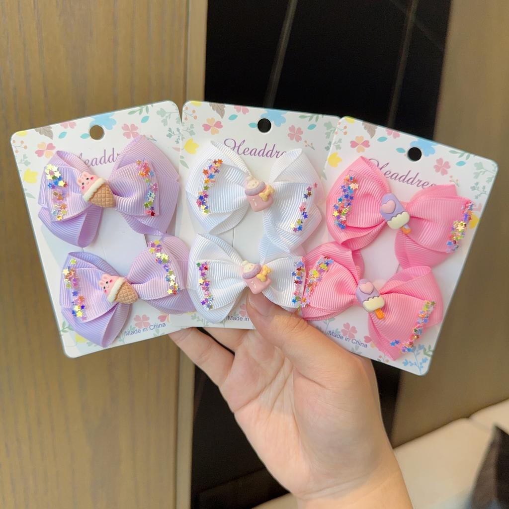 2Pcs New Fashion Solid Hairpins Bows Hair Accessories Hair Clips Girls Sequin Hairpins Children Cute Barrettes Gift