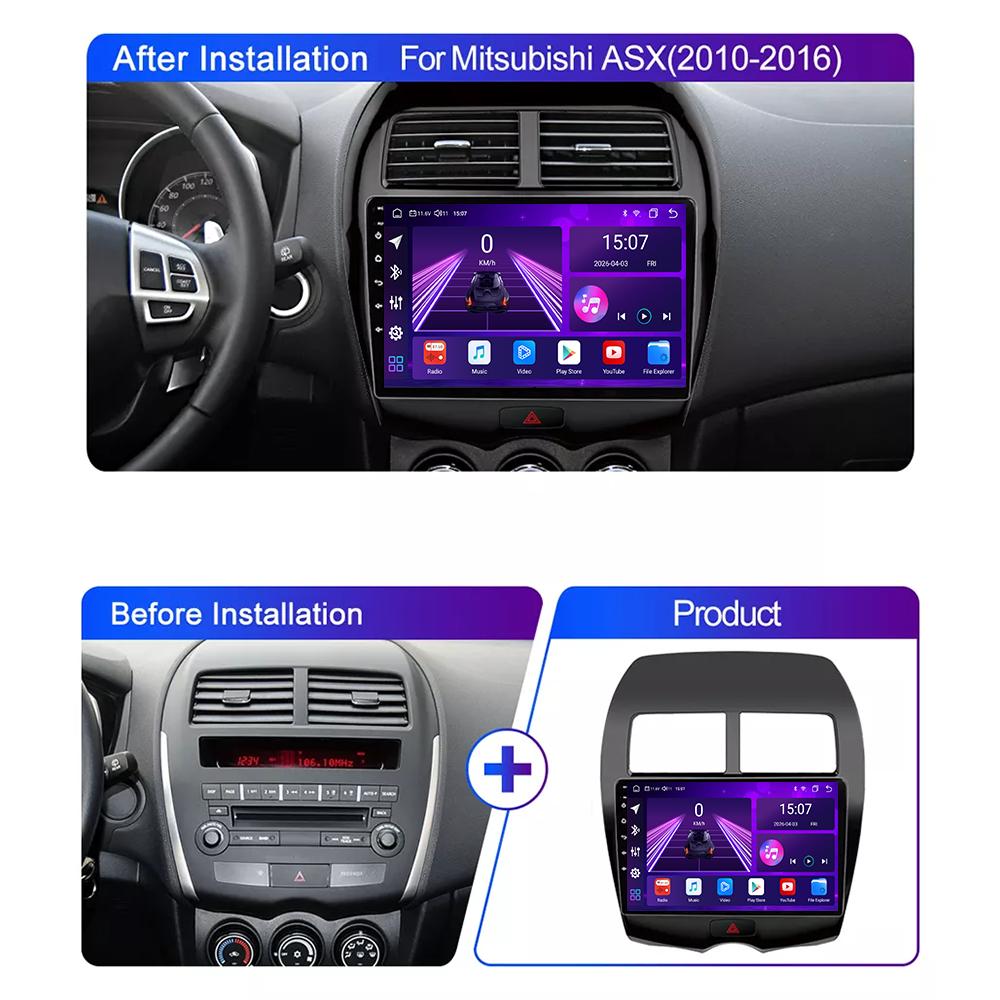 Автомобильная магнитола Android Car-Play для Mitsubishi ASX 1 2010-2016 Мультимедийный проигрыватель Головное устройство Стерео Навигация GPS BT WIFI, 8 ЯДЕР ,2+32ГБ