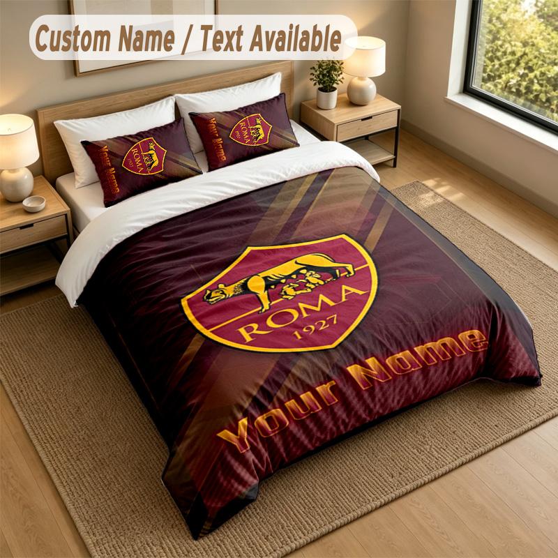 3Pcs Bedding Set Custom Name Text, 1 Sheet 2 Pillowcases Home Bed DecorAS Roma
