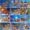 DIY Santa Claus 5D Diamond Painting Full Round Rhinestone Scenery Diamond Embroidery Cross Stitch Mosaic Christmas Home Decor