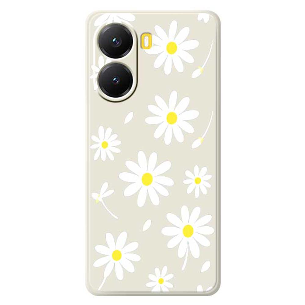 For Xiaomi Redmi Turbo 4 5G/Poco X7 Pro 5G Case White Daisy Pattern Printing Straight Edge TPU Phone Back Cover