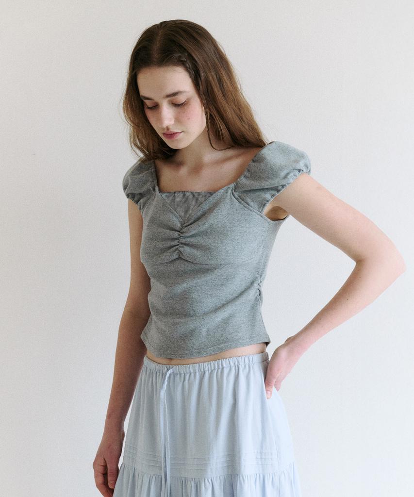 ROLAROLA Puff Cap Sleeve T-Shirt Gray