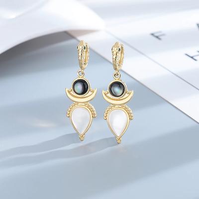 Серебряные серьги-капли из натуральной ракушки для женщин, винтажные ювелирные изделия, серьги-кольца на свадьбу и помолвку, подарки