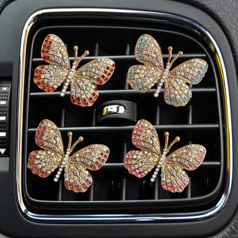 Car Air Outlet Perfume Clip Exquisite Diamond-studded Butterfly Air Conditioning Air Outlet Jewelry Goddess Car AromatherapyClip