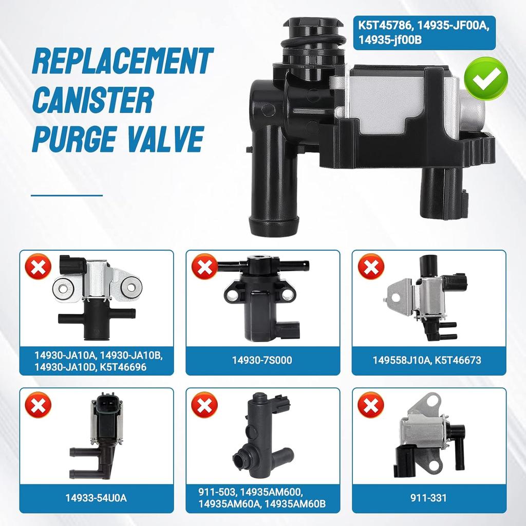 Vapor Canister Purge Valve Solenoid - EVAP Vapor Canister Vent Valve Compatible With Infiniti Nissan 2003-2015 - Replaces K5T45786 14935-Jf00A