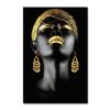 Modern Character Home Living Room Decoration Painting African Woman Black Gold Art Canvas Posters and Prints Wall Art Mural
