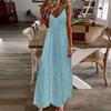 Women's Hollowed Out Vacation Long Dress Color Sleeveless Suspender V-neck Dress