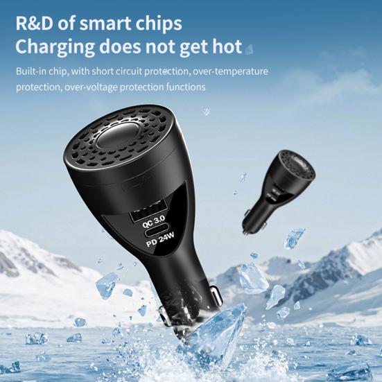 Адаптер автомобильного зарядного устройства USB-C с ароматерапией Быстрая зарядка Универсальный 2-в-1
