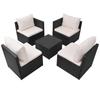 5 Piece Garden Lounge Set with Cushions Poly Rattan Black