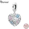 BAMOER Colorful Love Secret Garden Charm Authentic 925 Sterling Silver Pendant Fit Women DIY Making Bracelet Fine Jewelry Gift