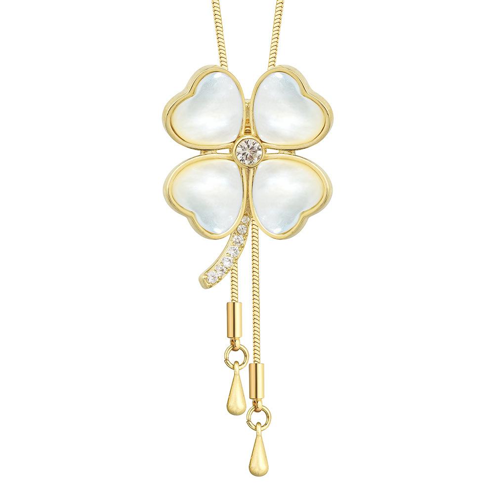 Autumn And Winter Fashion Versatile Pull Long Necklace Women'S Shell Four-Leaf Clover Sweater Chain Temperament Advanced Sense