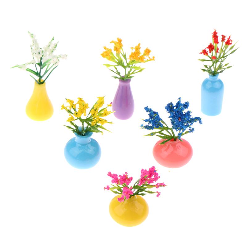 1/12 кукольный домик миниатюрный цветы ваза растение в горшке модель кукольный домик домашний декор игрушка микропейзаж пейзаж фото реквизит